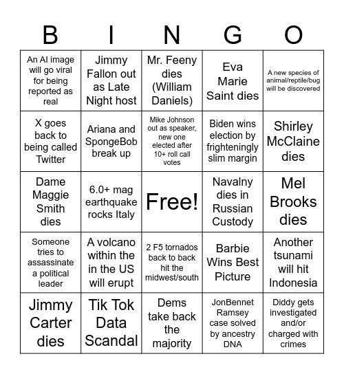 2024 bingo Card