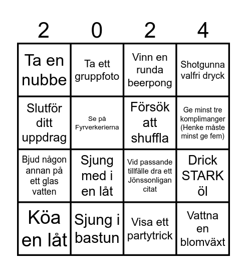 Nyårsbingo Card