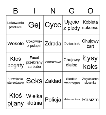 Sylwester Movie Party Bingo Card