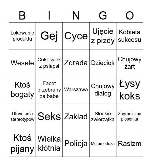 Sylwester Movie Party Bingo Card