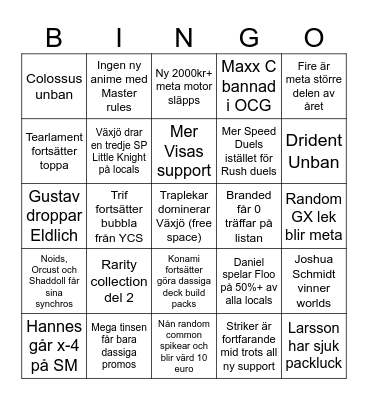 Yugioh Bingo 2024 Bingo Card