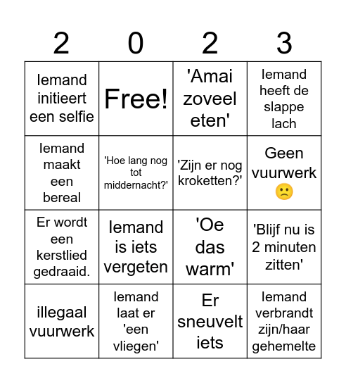 Oudjaar Bingo Card