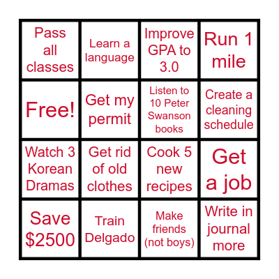 Kayanna 2024 Bingo Card