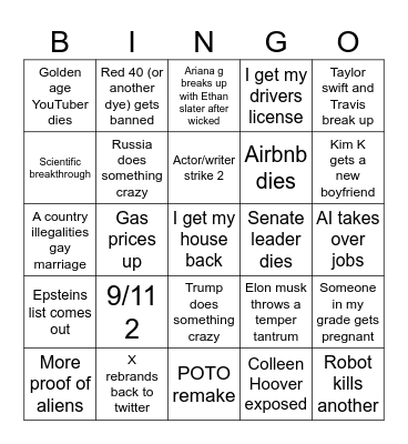 2024 predictions Bingo Card