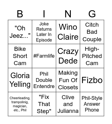 Modern Family Bingo Card