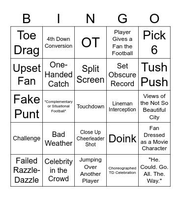 Football Bingo Card