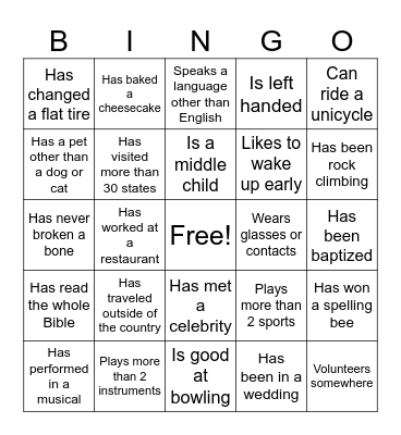 New Year's Eve Bingo- Find Someone Who... Bingo Card