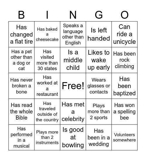 New Year's Eve Bingo- Find Someone Who... Bingo Card