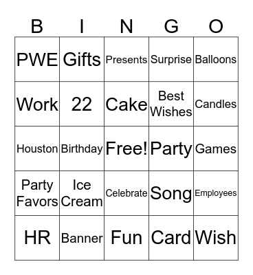 Birthday Bingo Card