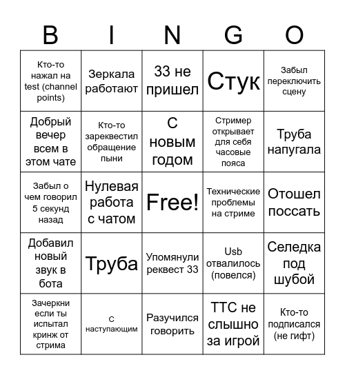 milk2b БИНГУС Bingo Card