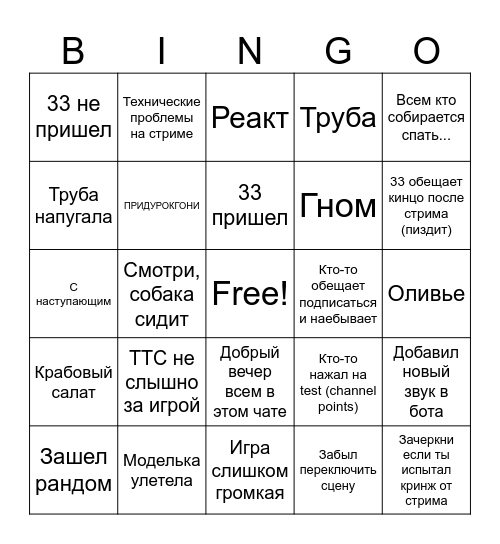 milk2b БИНГУС Bingo Card