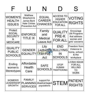 AAUW FUNDS Bingo Card
