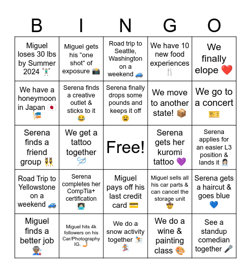 2024 Bingo Card