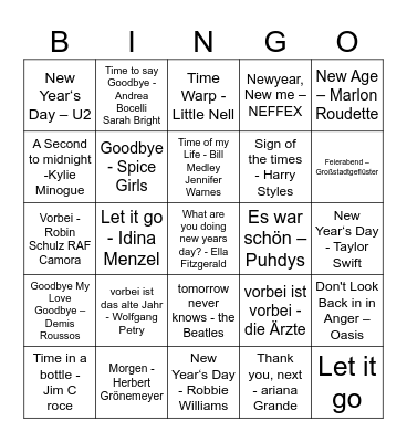 Musik-Bingo Let it Go Bingo Card