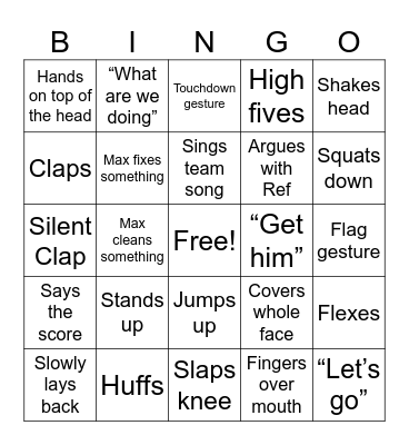 Football at K/Jenny Bingo Card