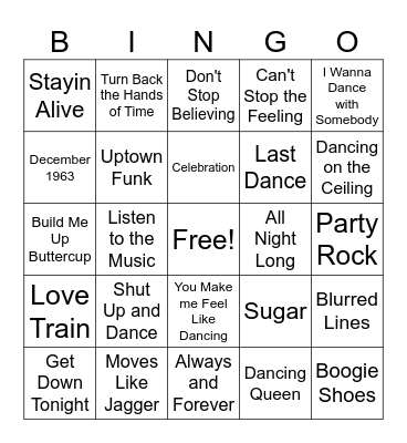 Music Bingo Card