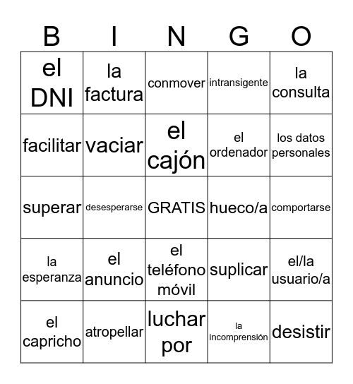 10 minutos Bingo Card