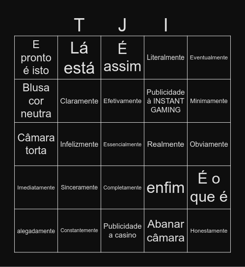 Tjingo - O Bingo do TJI Bingo Card