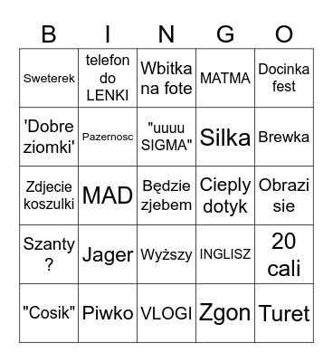 Krzak zjeb Bingo Card