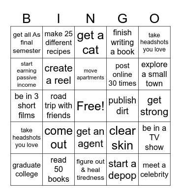 2024 goals bingo Card