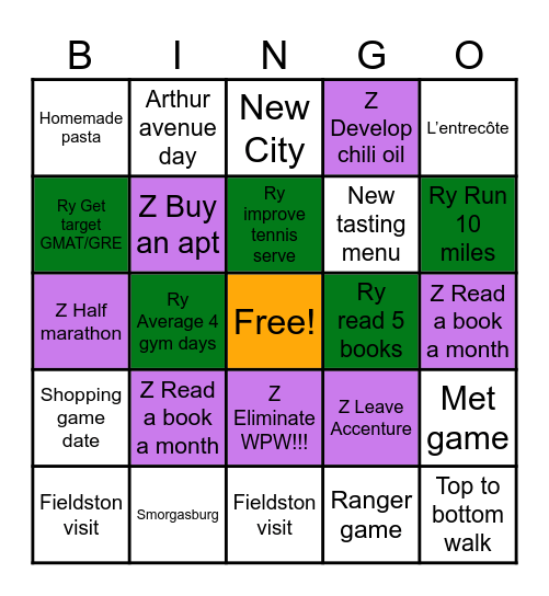 Z + R '24 Bingo Card