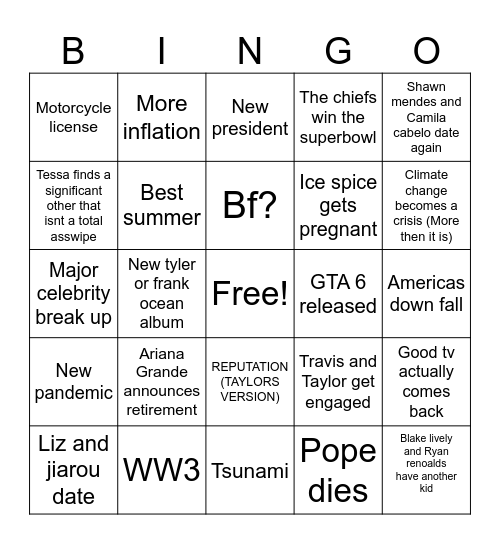 2024 Bingo Card Bingo Card