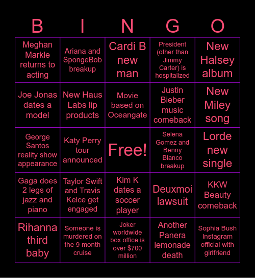 2024 Bingo Card