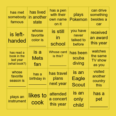 Find Someone Who... Bingo Card