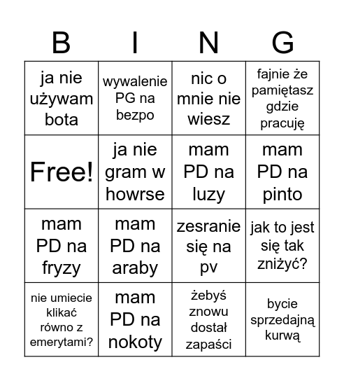 KURWON BINGO Card