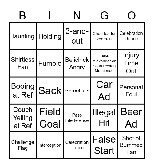 Pats Bingo Card