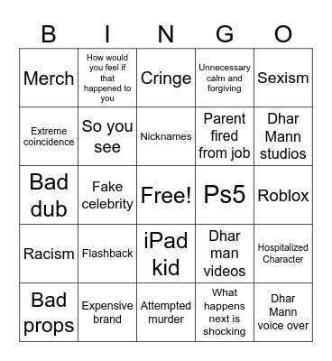 Dhar bingo Card