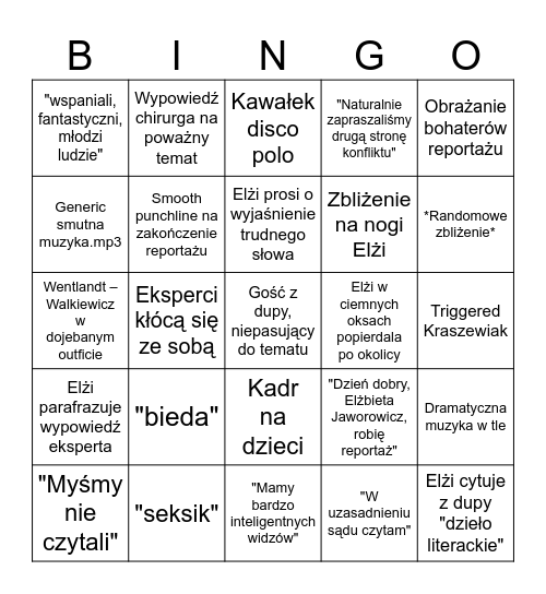 BINGO SPRAWA DLA REPORTERA Bingo Card