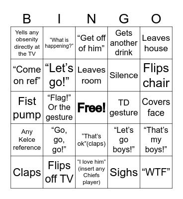 CHIEFS (featuring Jeff & Erin) Bingo Card