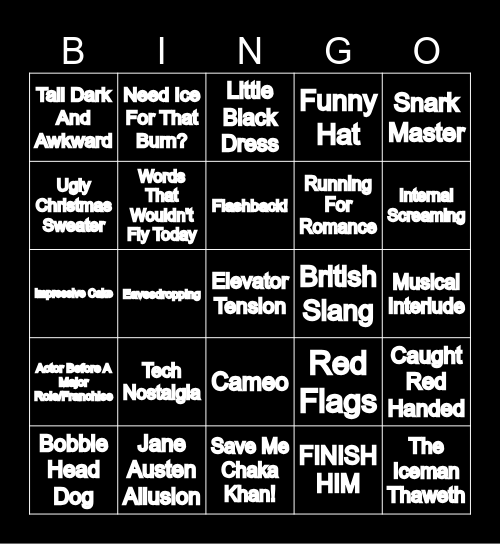 Bridget Jones' Bingo Card