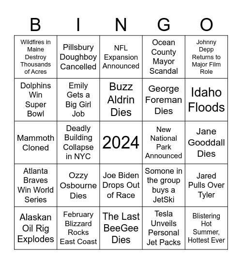 Evans Bingo Card Bingo Card