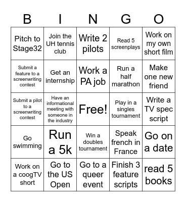2024 Goals Bingo Card