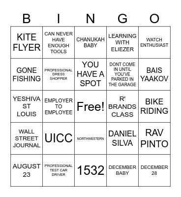 SABSY Bingo Card