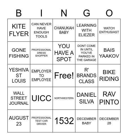 SABSY Bingo Card