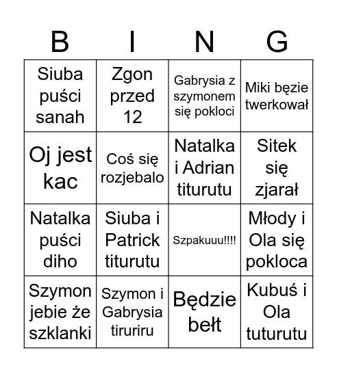 Sylwester 2k23/24 Bingo Card