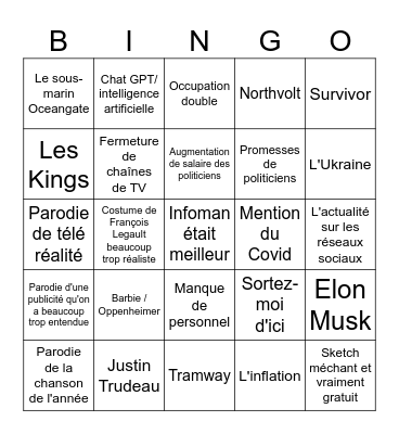 Bye Bye 2023 Bingo Card