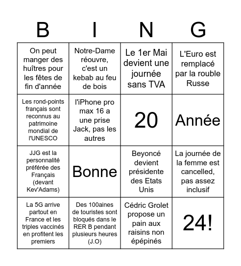 2024 Bingo Card