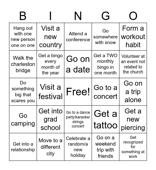 YEARLY Bingo Card