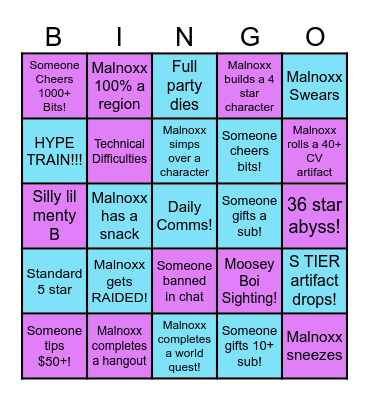 DOJOFAM NEW YEARS STREAM! Bingo Card