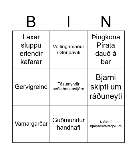 Steini Bingo Card