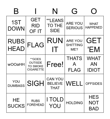 DADS BIRTHDAY FOOTBALL Bingo Card