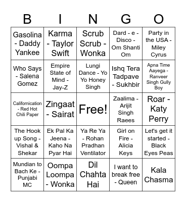 New Year Music Bingo - NDKKTJM Bingo Card