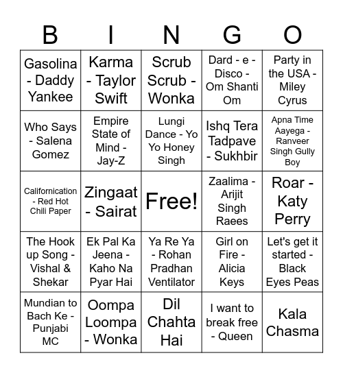 New Year Music Bingo - NDKKTJM Bingo Card