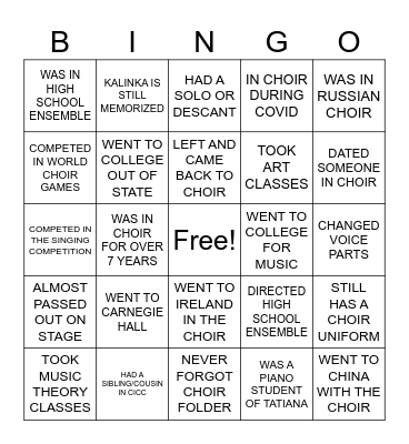CICC REUNION Bingo Card