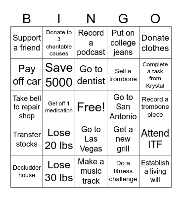 2024 Goals Bingo Card