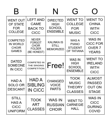 CICC REUNION Bingo Card